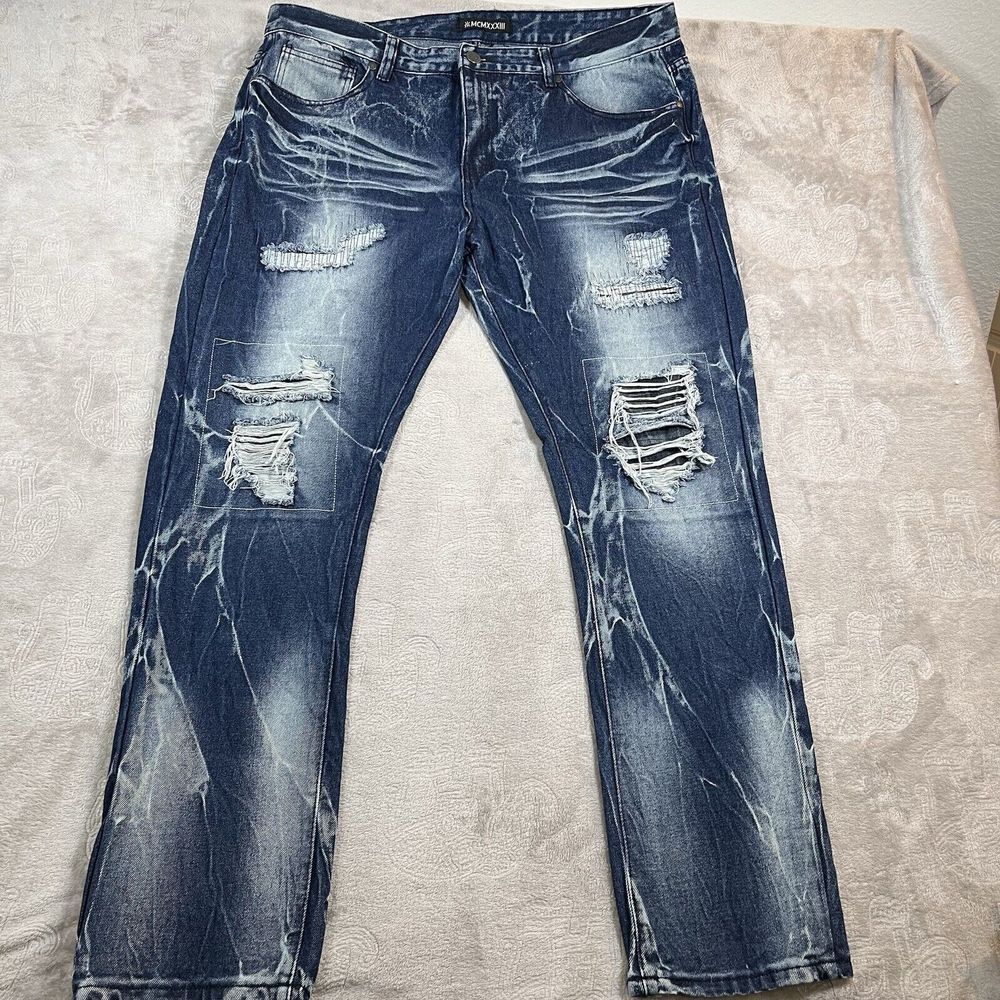 Vintage y2K Red Ape mens Acid Washed‎ Jeans SIZE 40 Wide Leg Bootcut